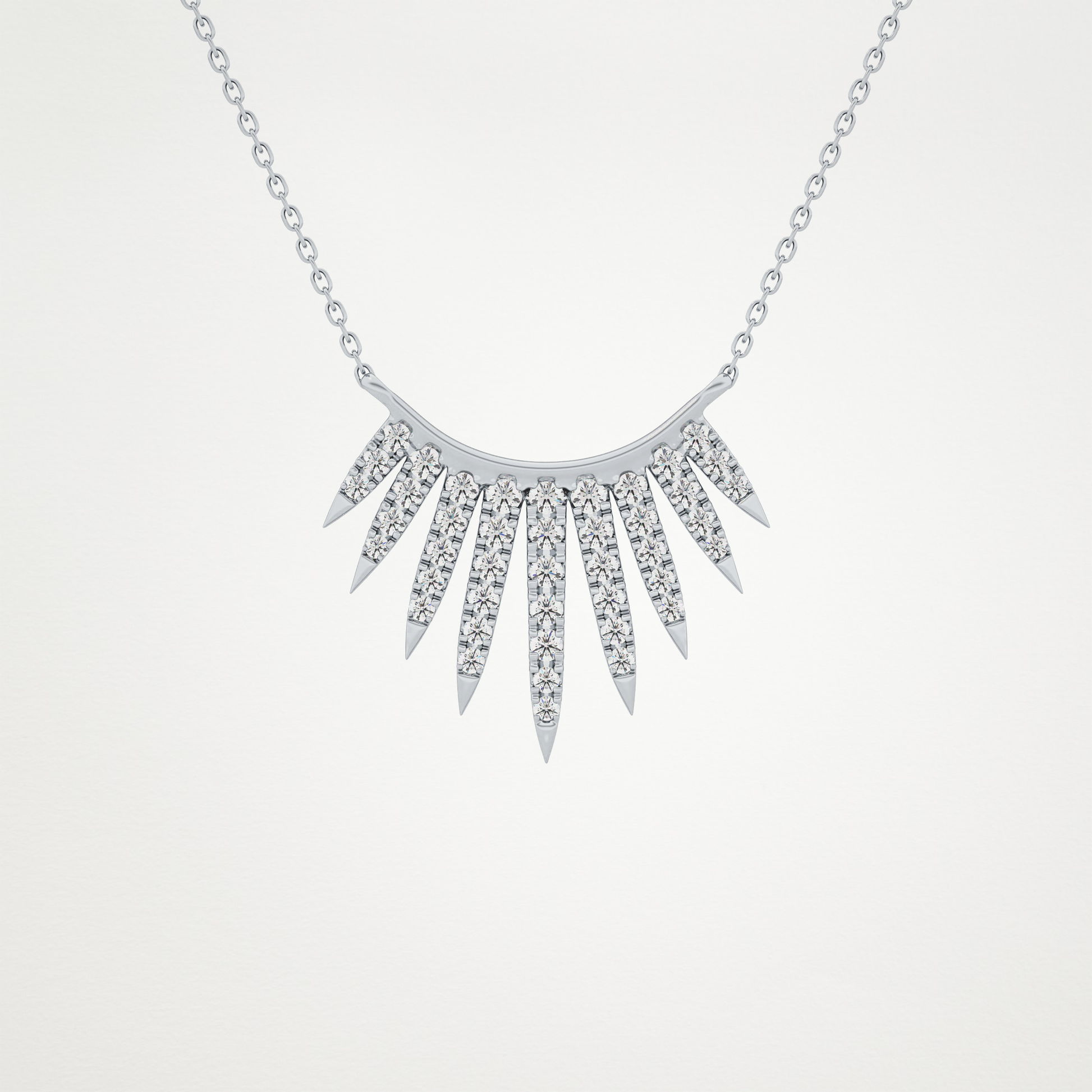 0.426 TCW Round Lab Grown Diamond Rising Sun Necklace