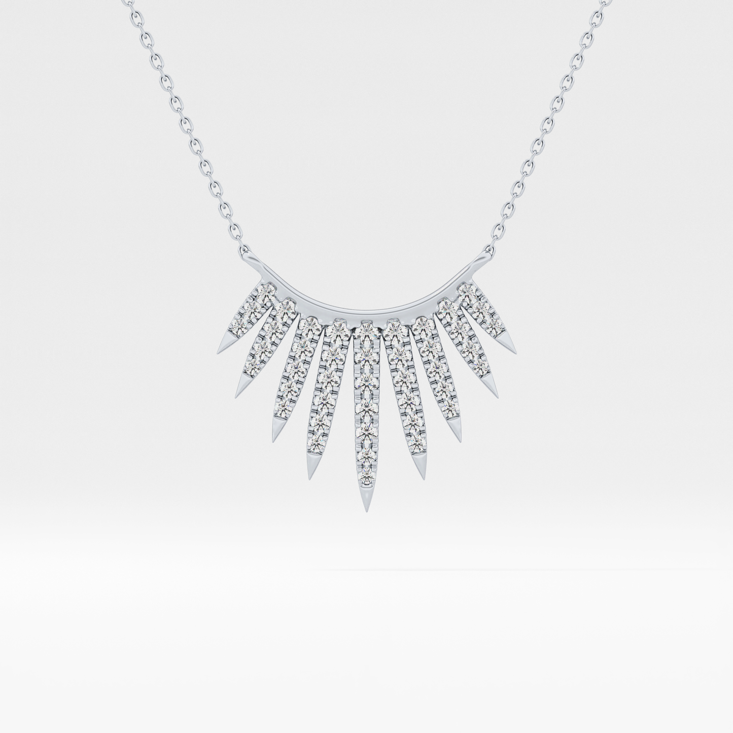 0.426 TCW Round Lab Grown Diamond Rising Sun Necklace