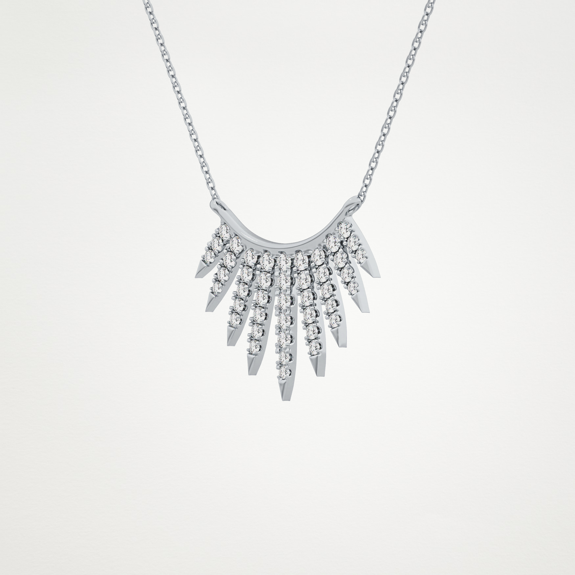0.426 TCW Round Lab Grown Diamond Rising Sun Necklace