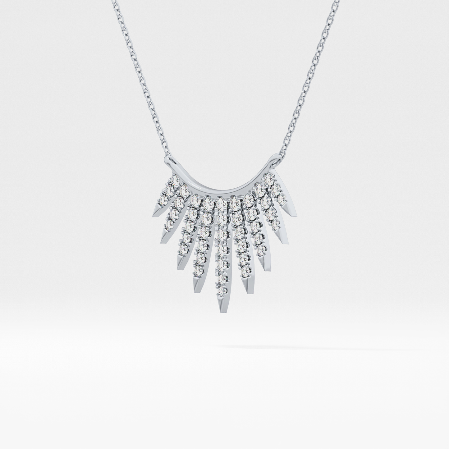0.426 TCW Round Lab Grown Diamond Rising Sun Necklace