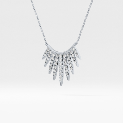 0.426 TCW Round Lab Grown Diamond Rising Sun Necklace