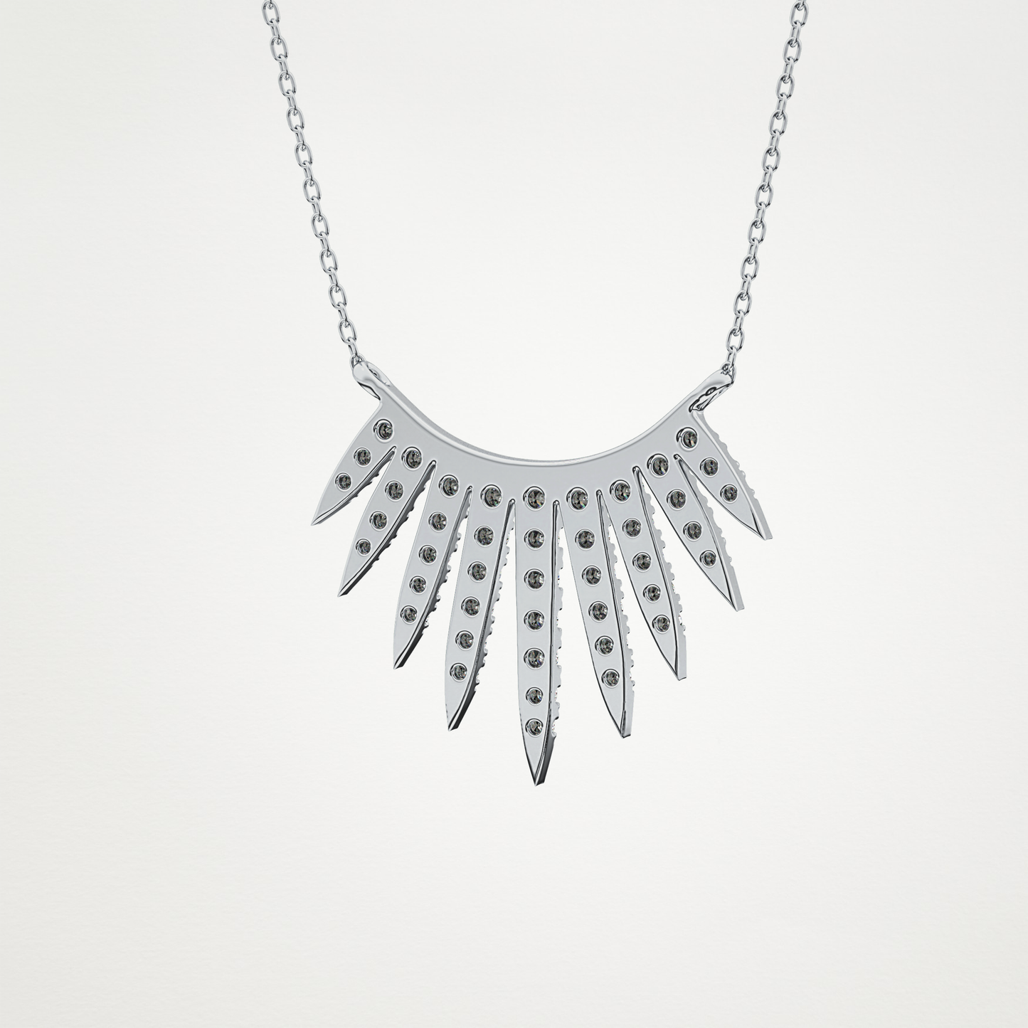 0.426 TCW Round Lab Grown Diamond Rising Sun Necklace