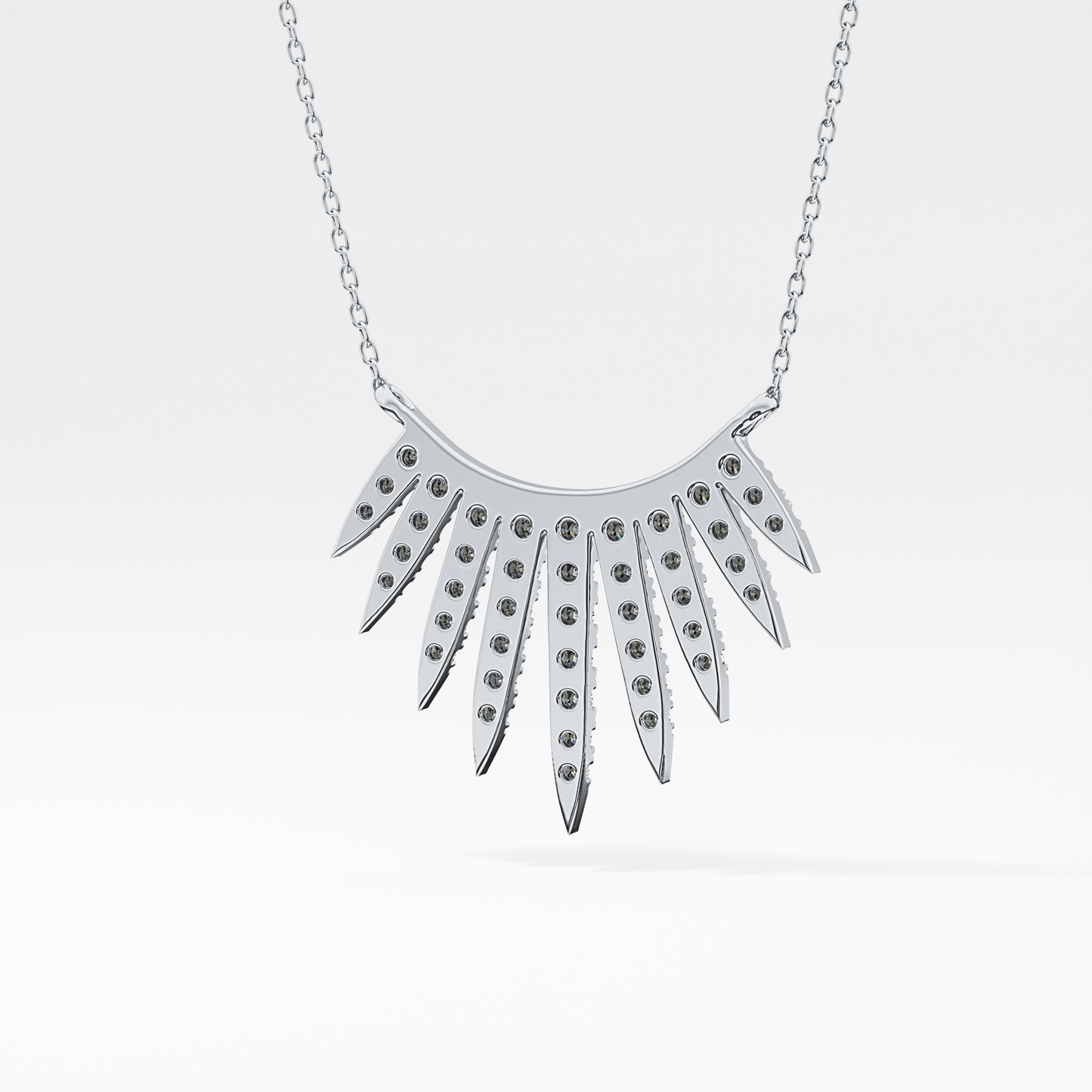 0.426 TCW Round Lab Grown Diamond Rising Sun Necklace