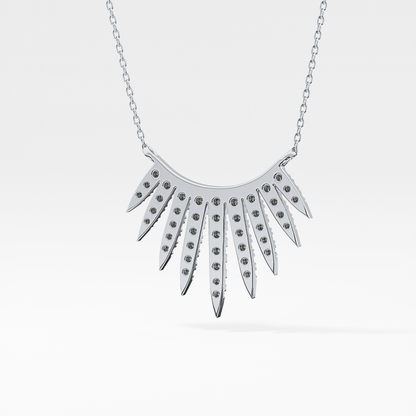 0.426 TCW Round Lab Grown Diamond Rising Sun Necklace