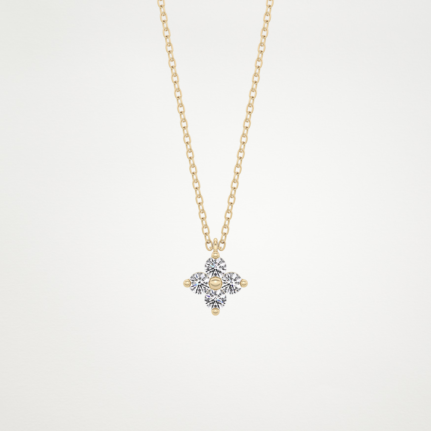 0.16 TCW Round Lab Grown Diamond Flower Design Necklace