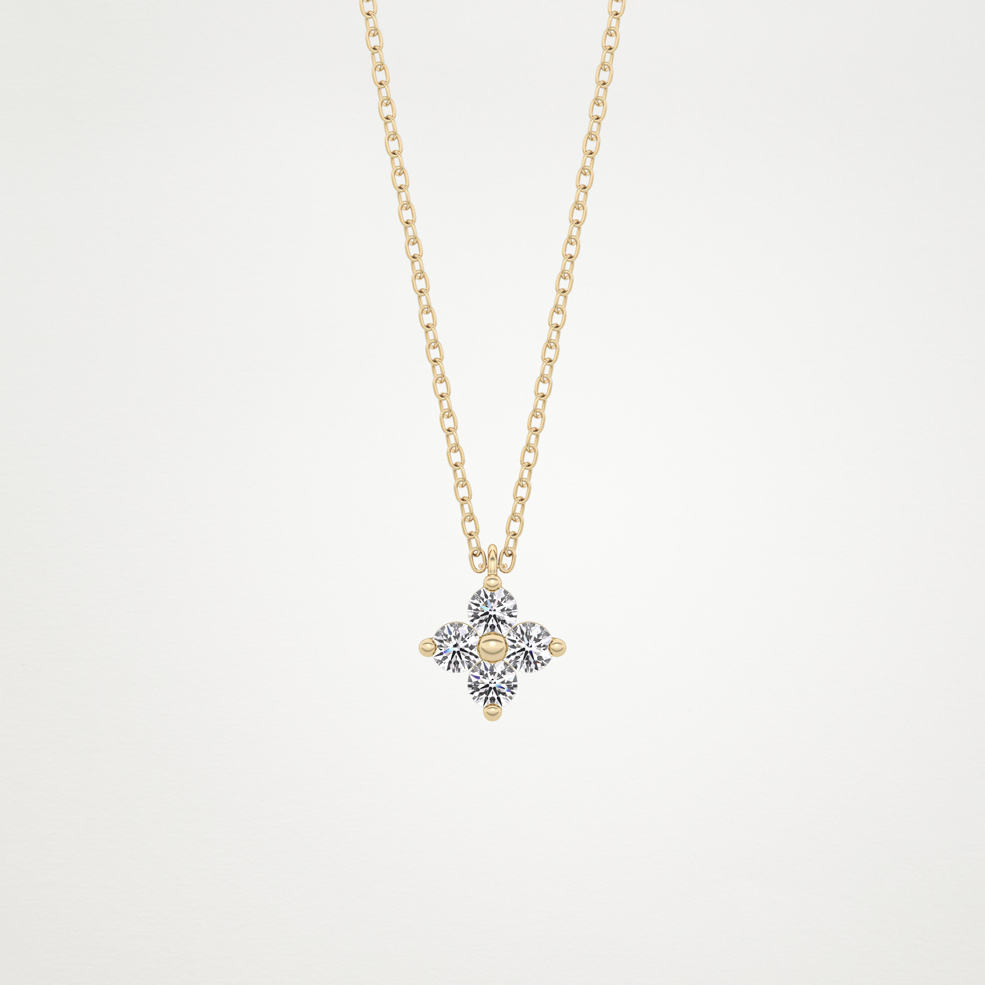 0.16 TCW Round Lab Grown Diamond Flower Design Necklace