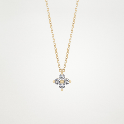 0.16 TCW Round Lab Grown Diamond Flower Design Necklace