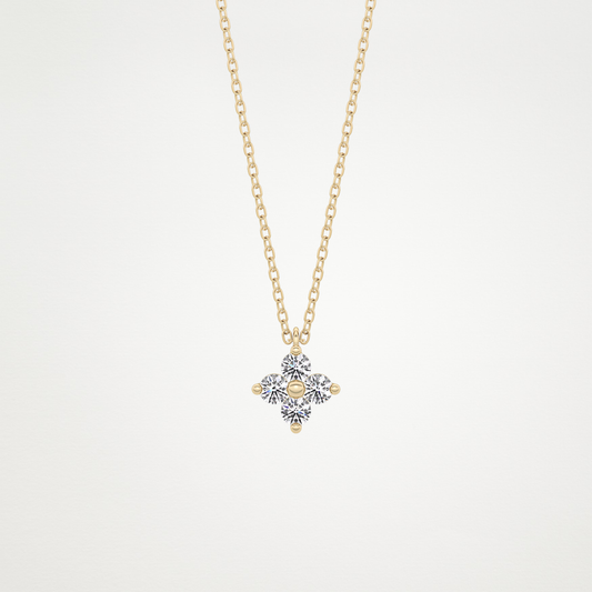 0.16 TCW Round Lab Grown Diamond Flower Design Necklace