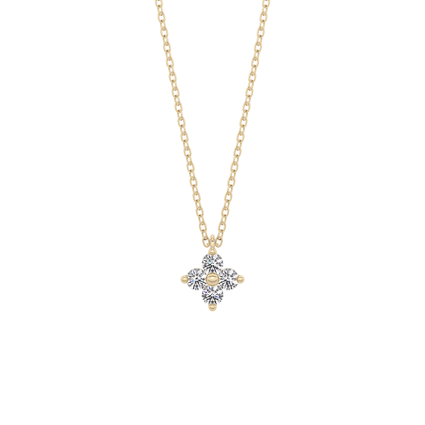 0.16 TCW Round Lab Grown Diamond Flower Design Necklace