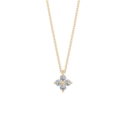 0.16 TCW Round Lab Grown Diamond Flower Design Necklace