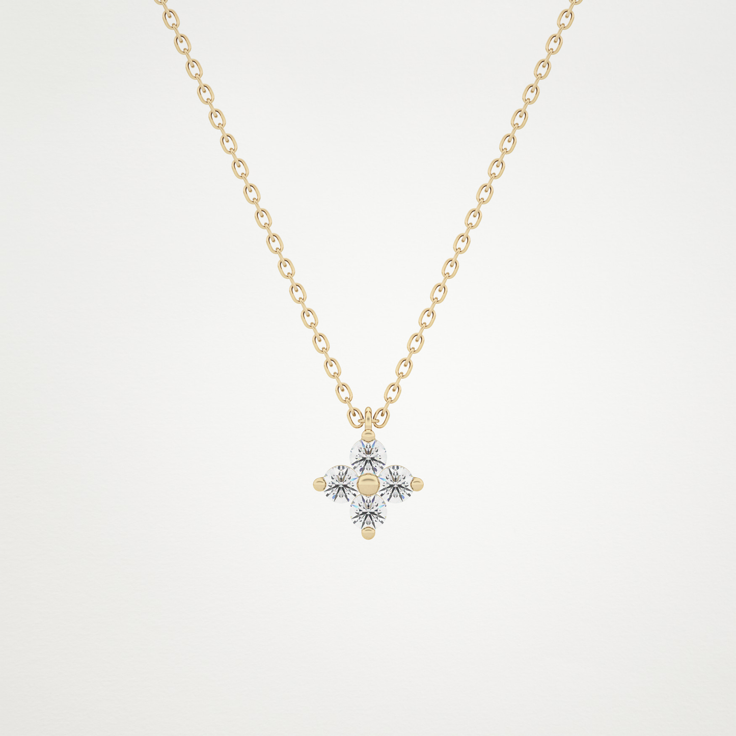 0.16 TCW Round Lab Grown Diamond Flower Design Necklace
