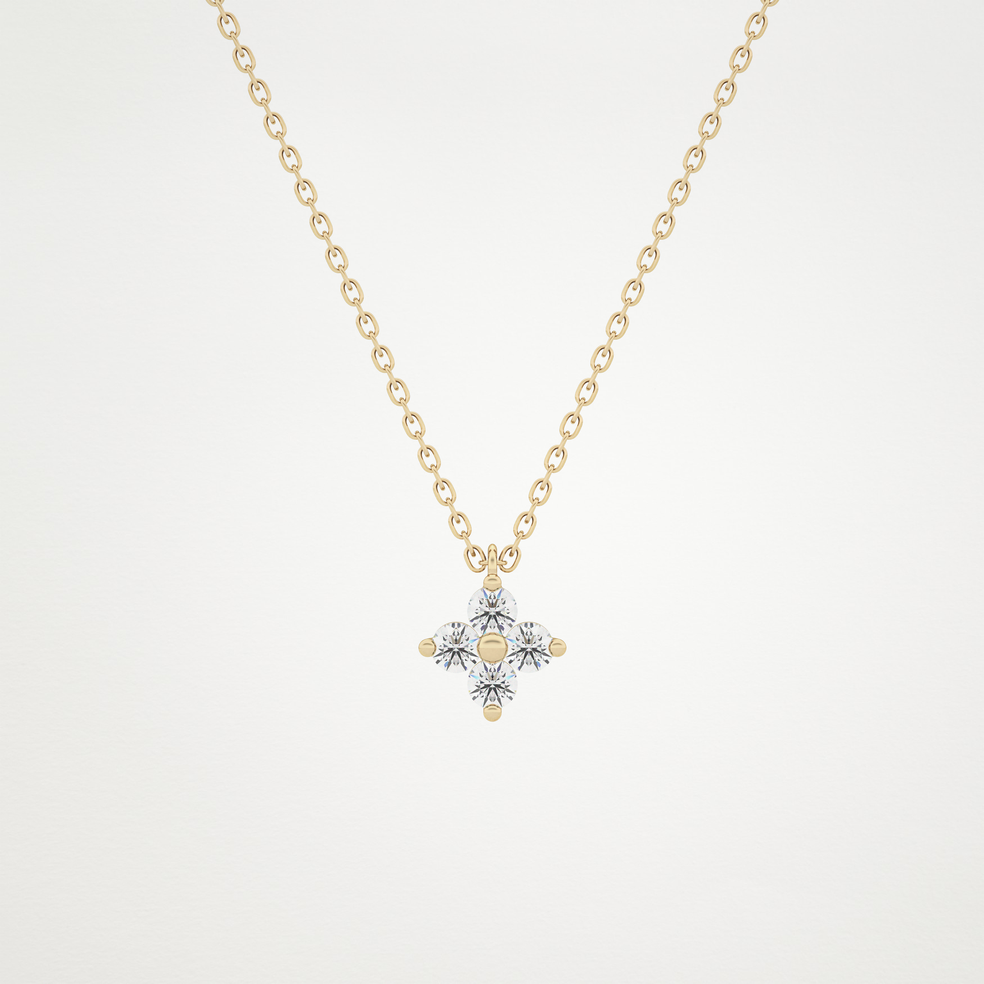 0.16 TCW Round Lab Grown Diamond Flower Design Necklace