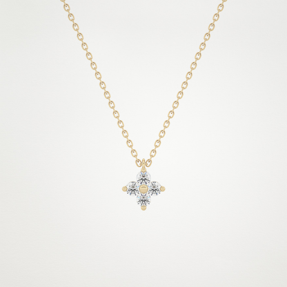 0.16 TCW Round Lab Grown Diamond Flower Design Necklace