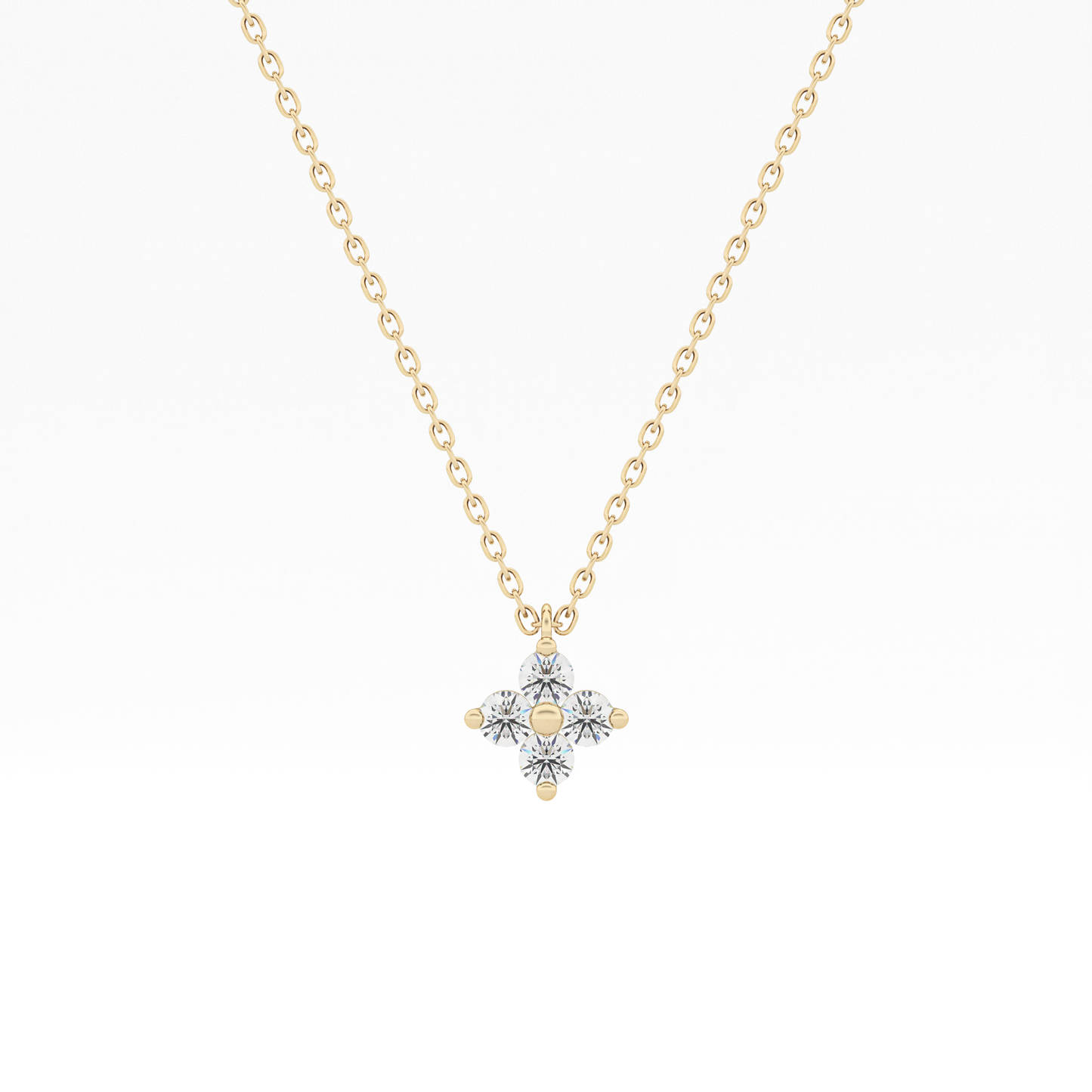 0.16 TCW Round Lab Grown Diamond Flower Design Necklace