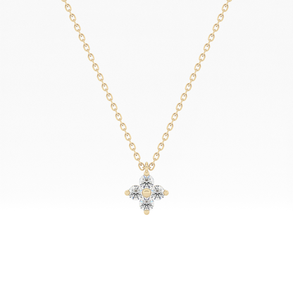 0.16 TCW Round Lab Grown Diamond Flower Design Necklace