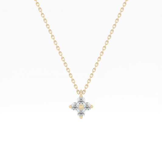 0.16 TCW Round Lab Grown Diamond Flower Design Necklace