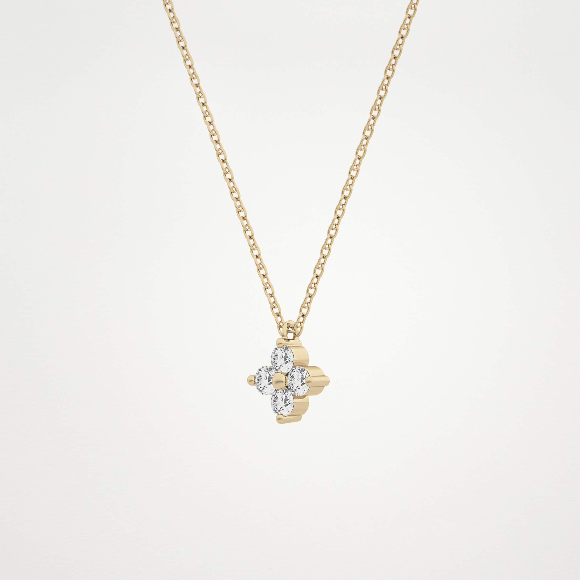 0.16 TCW Round Lab Grown Diamond Flower Design Necklace