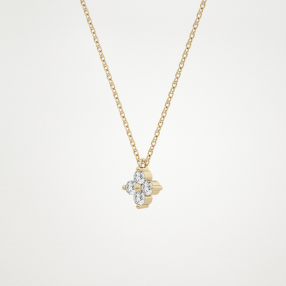 0.16 TCW Round Lab Grown Diamond Flower Design Necklace