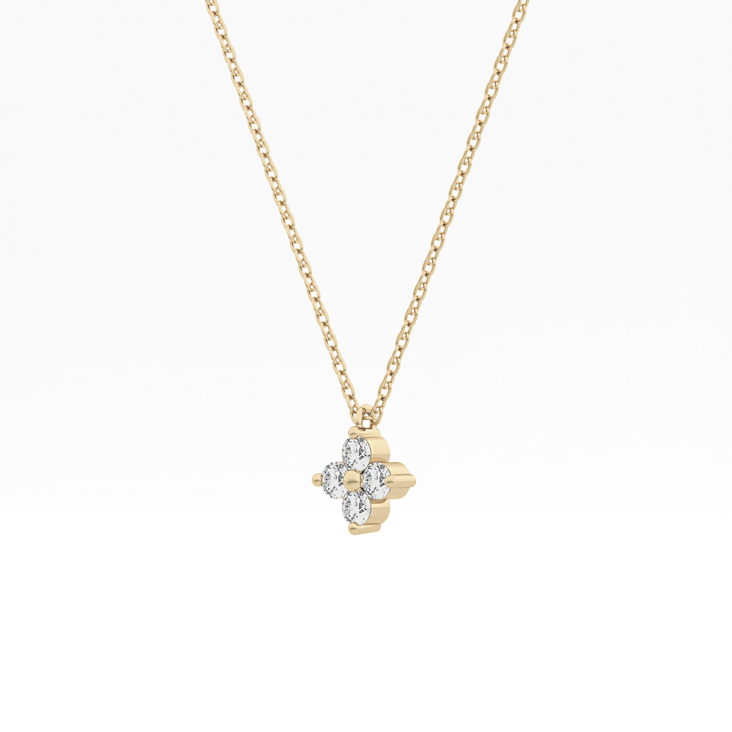 0.16 TCW Round Lab Grown Diamond Flower Design Necklace