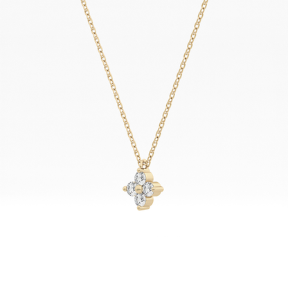 0.16 TCW Round Lab Grown Diamond Flower Design Necklace