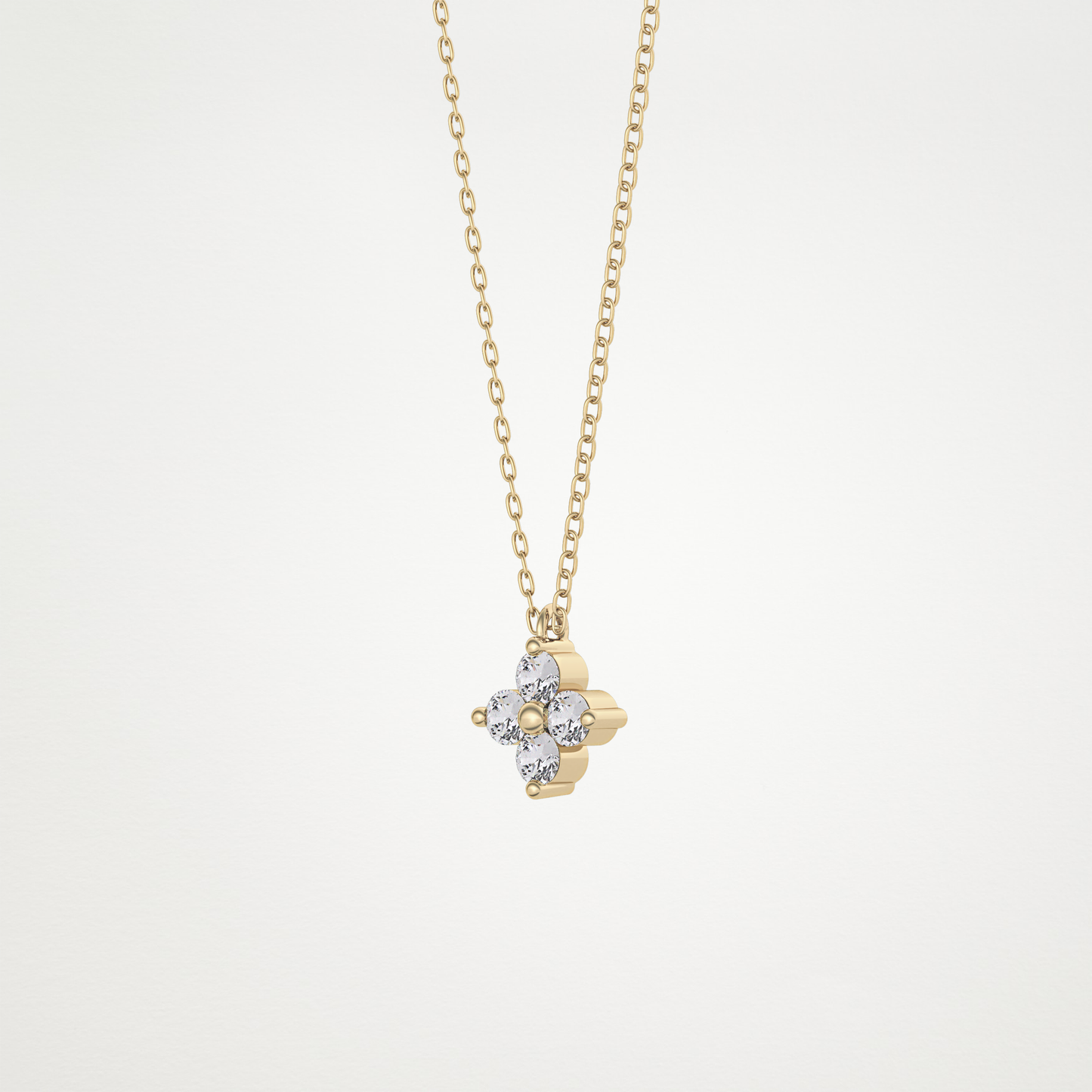 0.16 TCW Round Lab Grown Diamond Flower Design Necklace