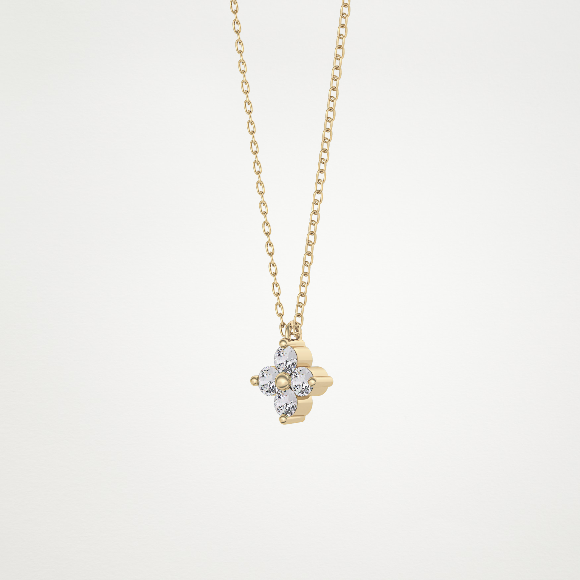 0.16 TCW Round Lab Grown Diamond Flower Design Necklace