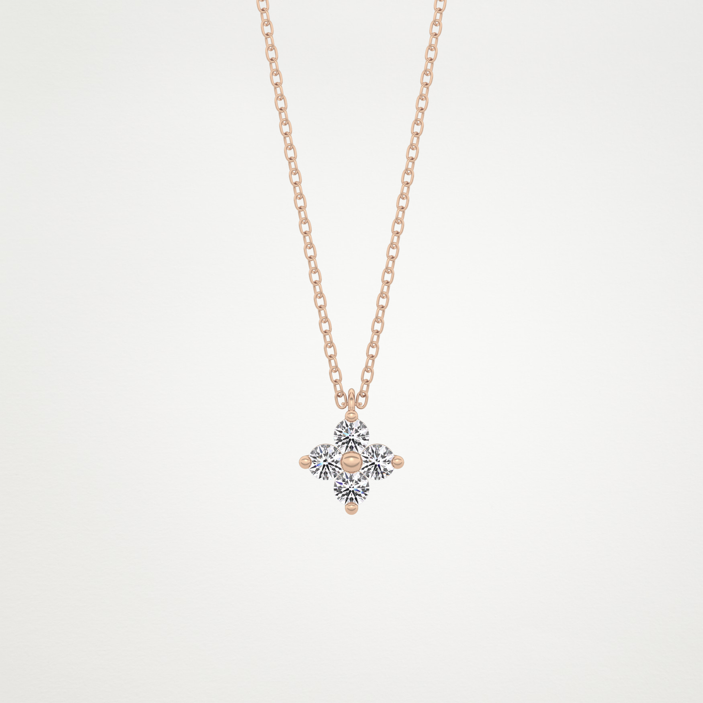 0.16 TCW Round Lab Grown Diamond Flower Design Necklace