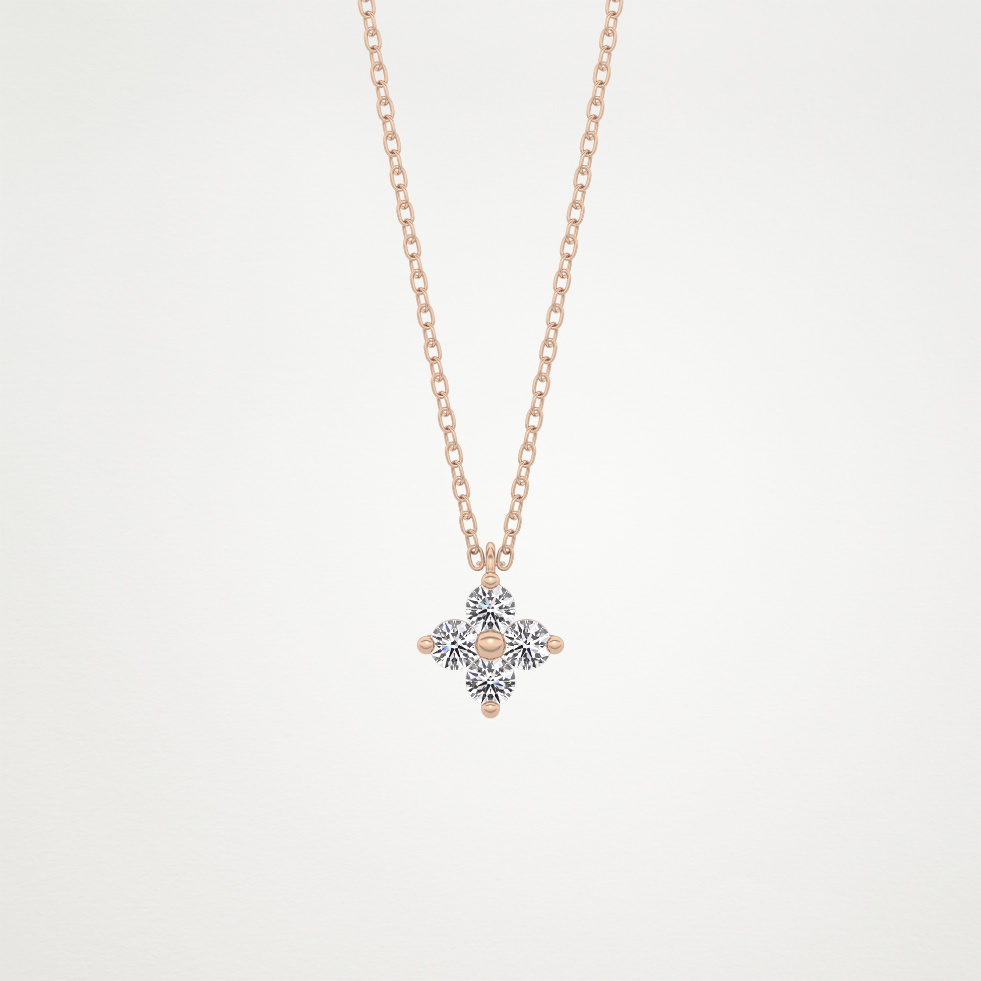 0.16 TCW Round Lab Grown Diamond Flower Design Necklace