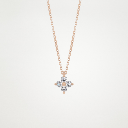 0.16 TCW Round Lab Grown Diamond Flower Design Necklace