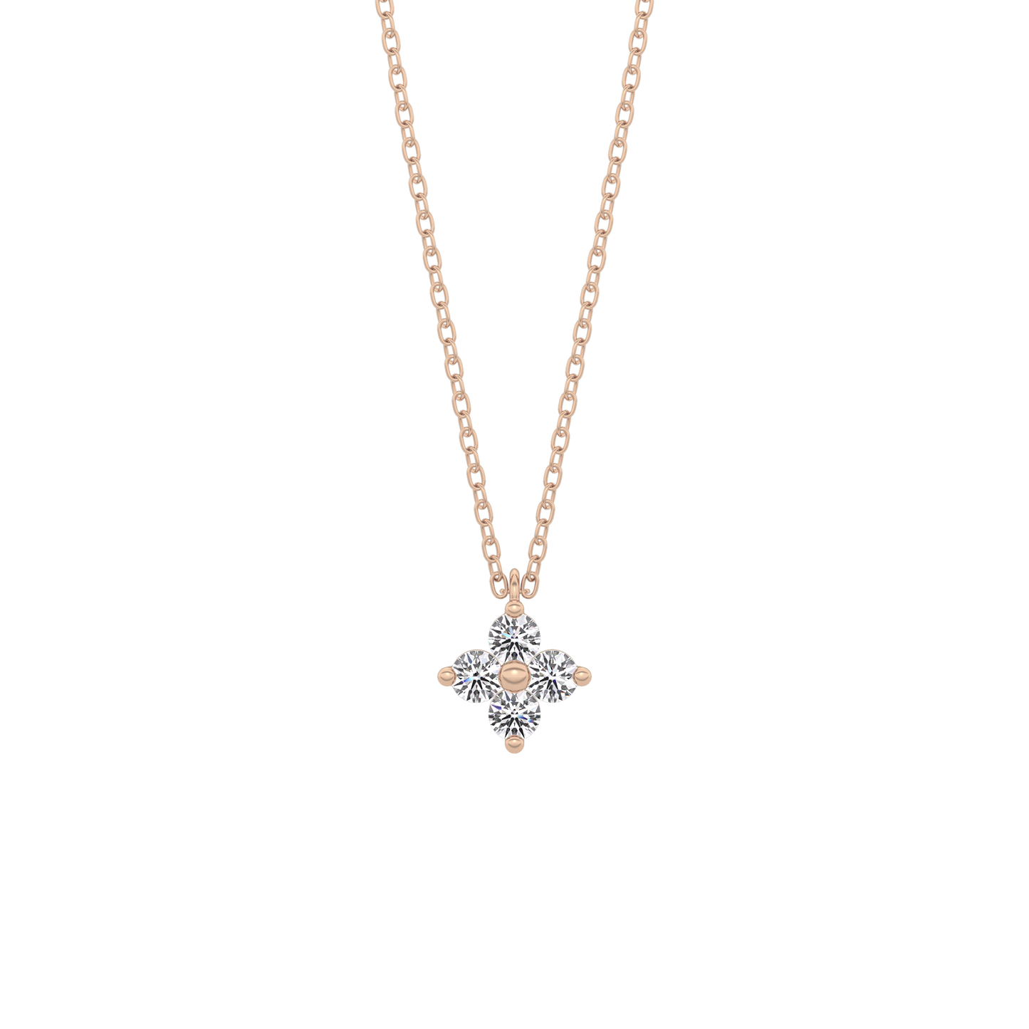 0.16 TCW Round Lab Grown Diamond Flower Design Necklace