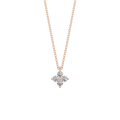 0.16 TCW Round Lab Grown Diamond Flower Design Necklace