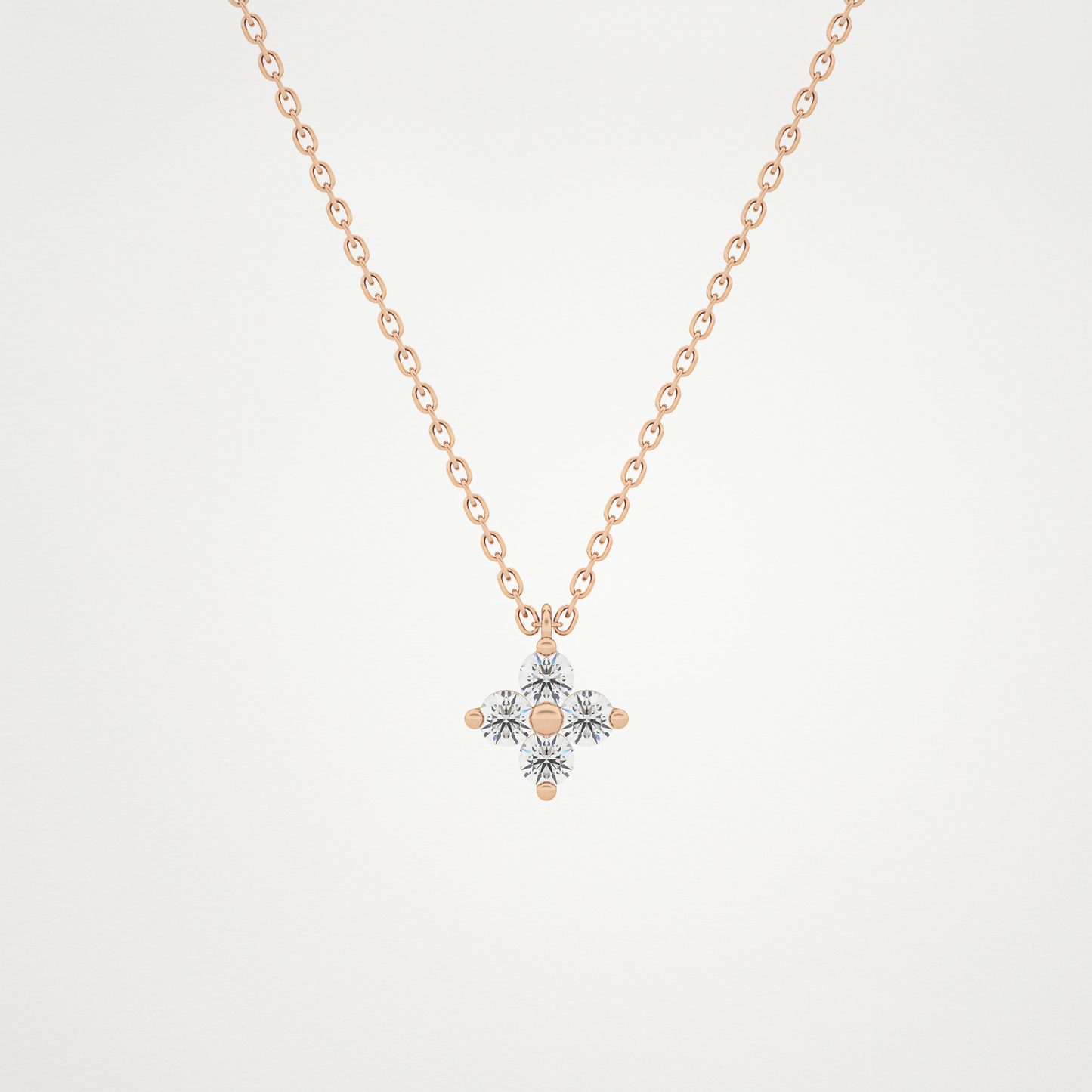 0.16 TCW Round Lab Grown Diamond Flower Design Necklace