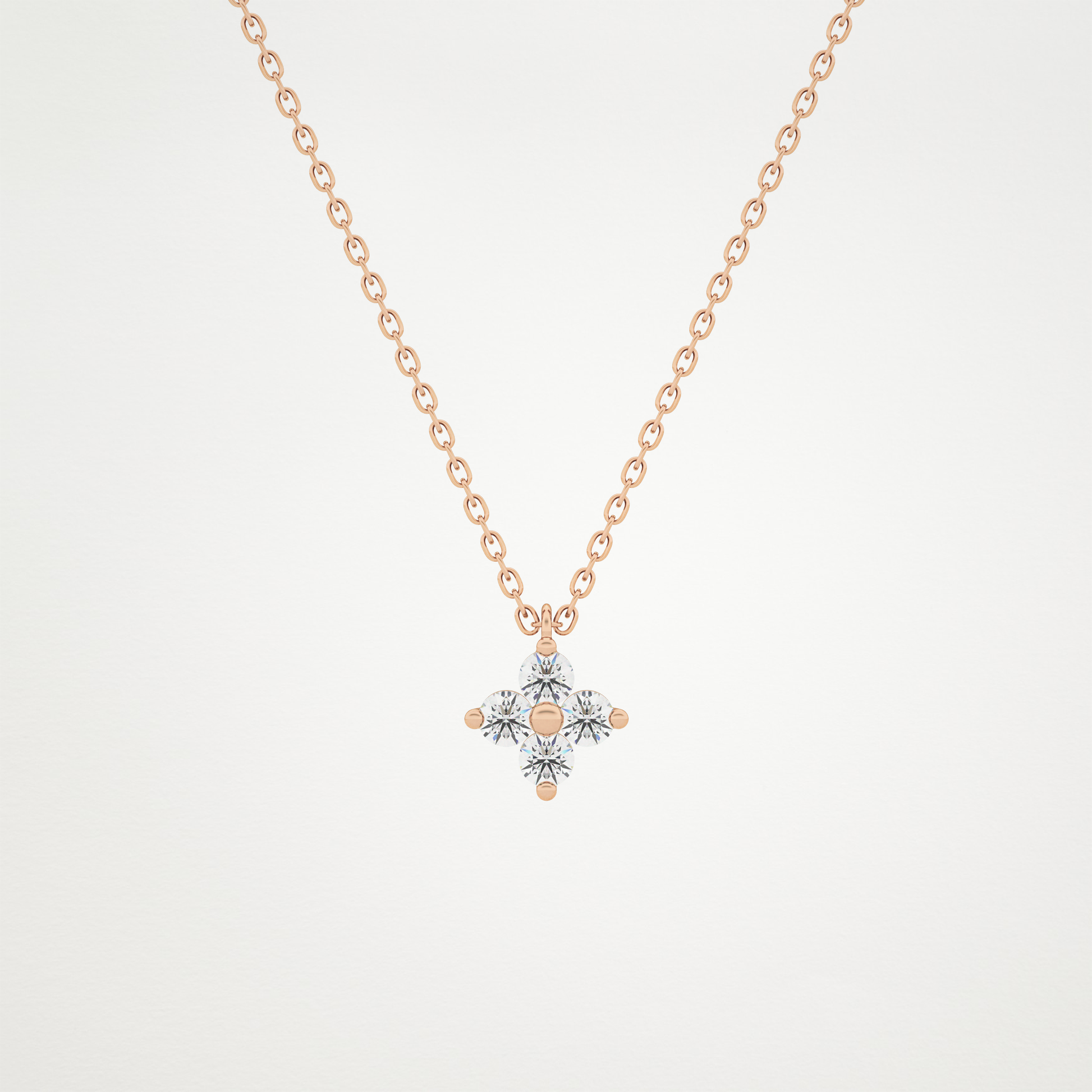0.16 TCW Round Lab Grown Diamond Flower Design Necklace