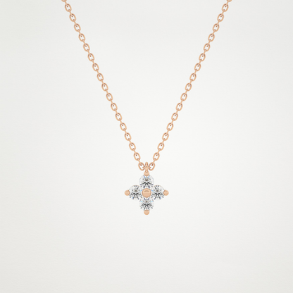 0.16 TCW Round Lab Grown Diamond Flower Design Necklace