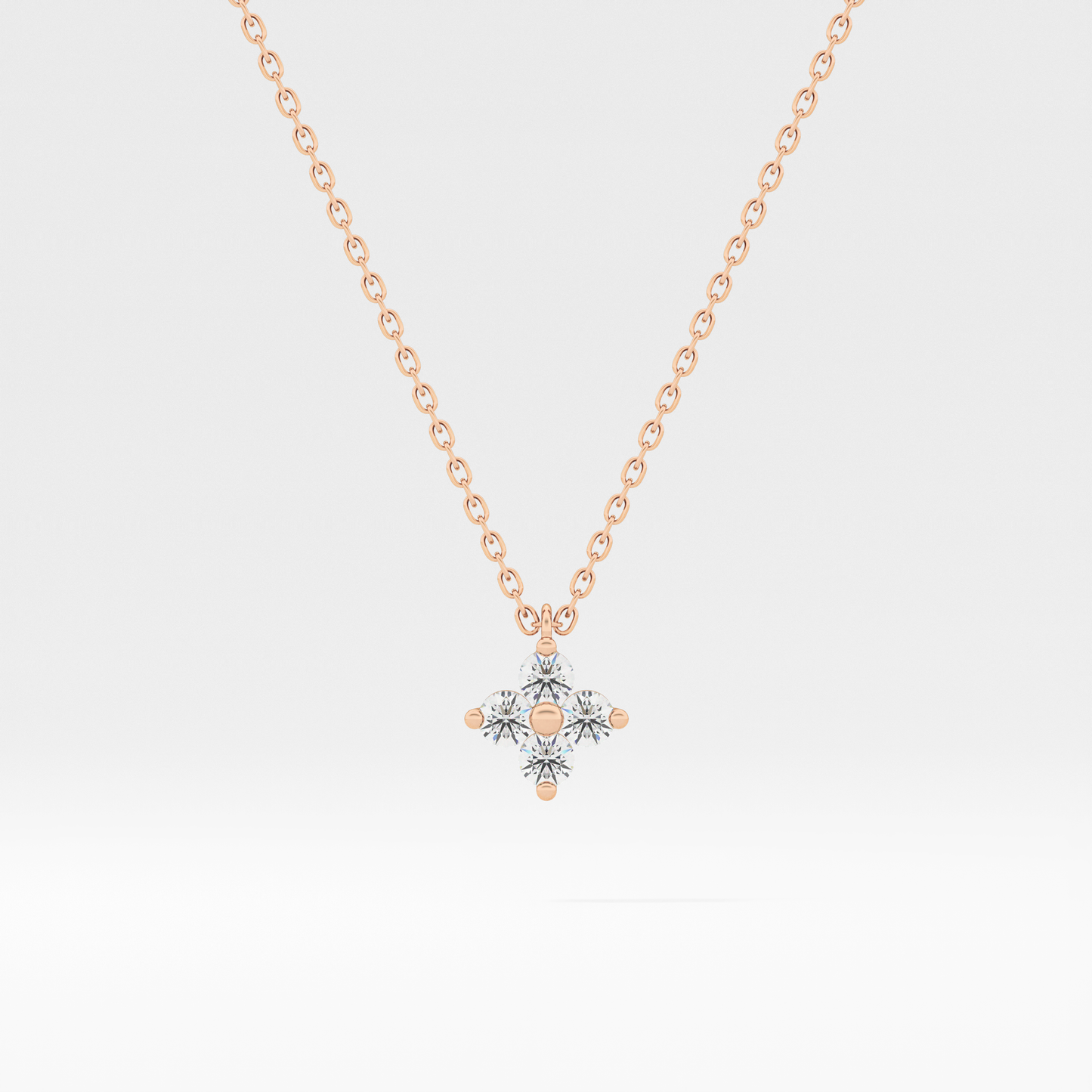 0.16 TCW Round Lab Grown Diamond Flower Design Necklace