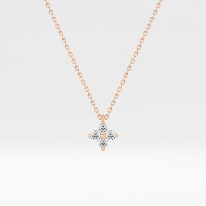 0.16 TCW Round Lab Grown Diamond Flower Design Necklace