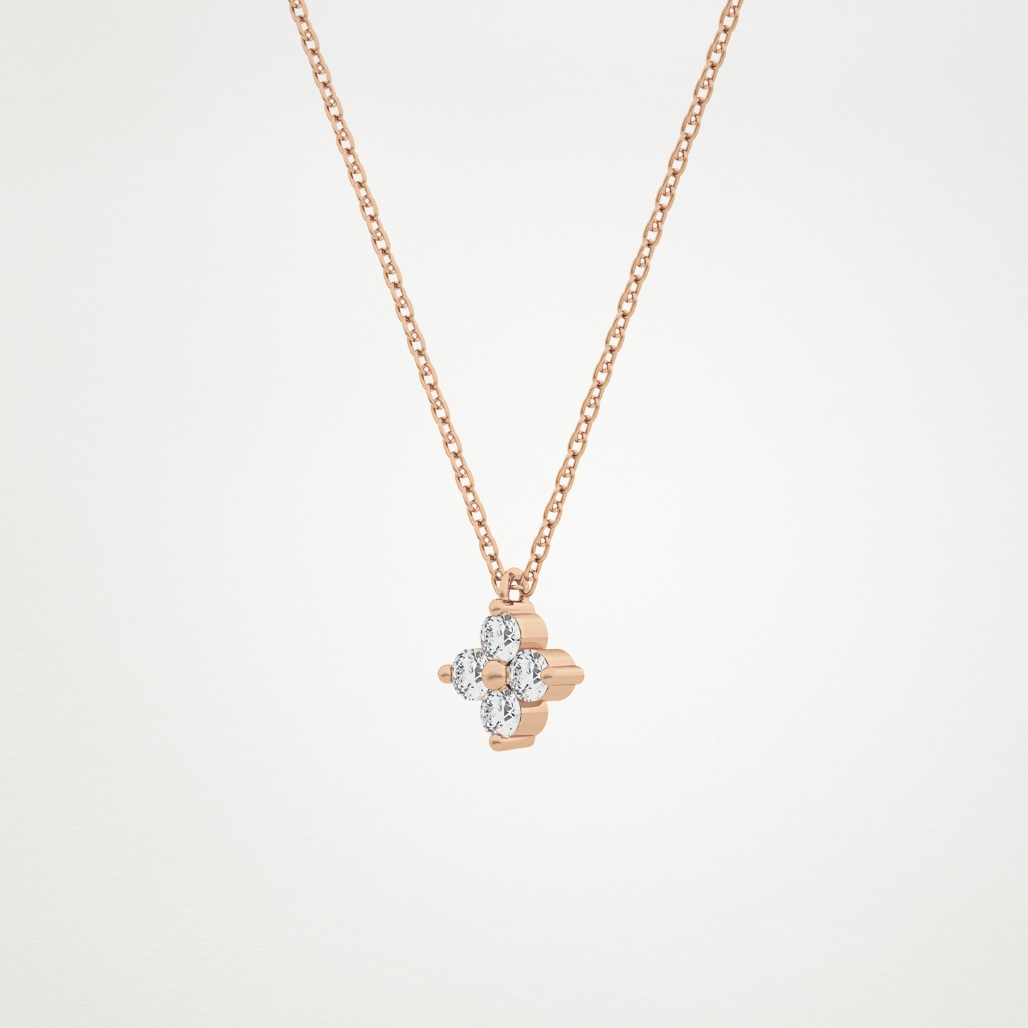 0.16 TCW Round Lab Grown Diamond Flower Design Necklace