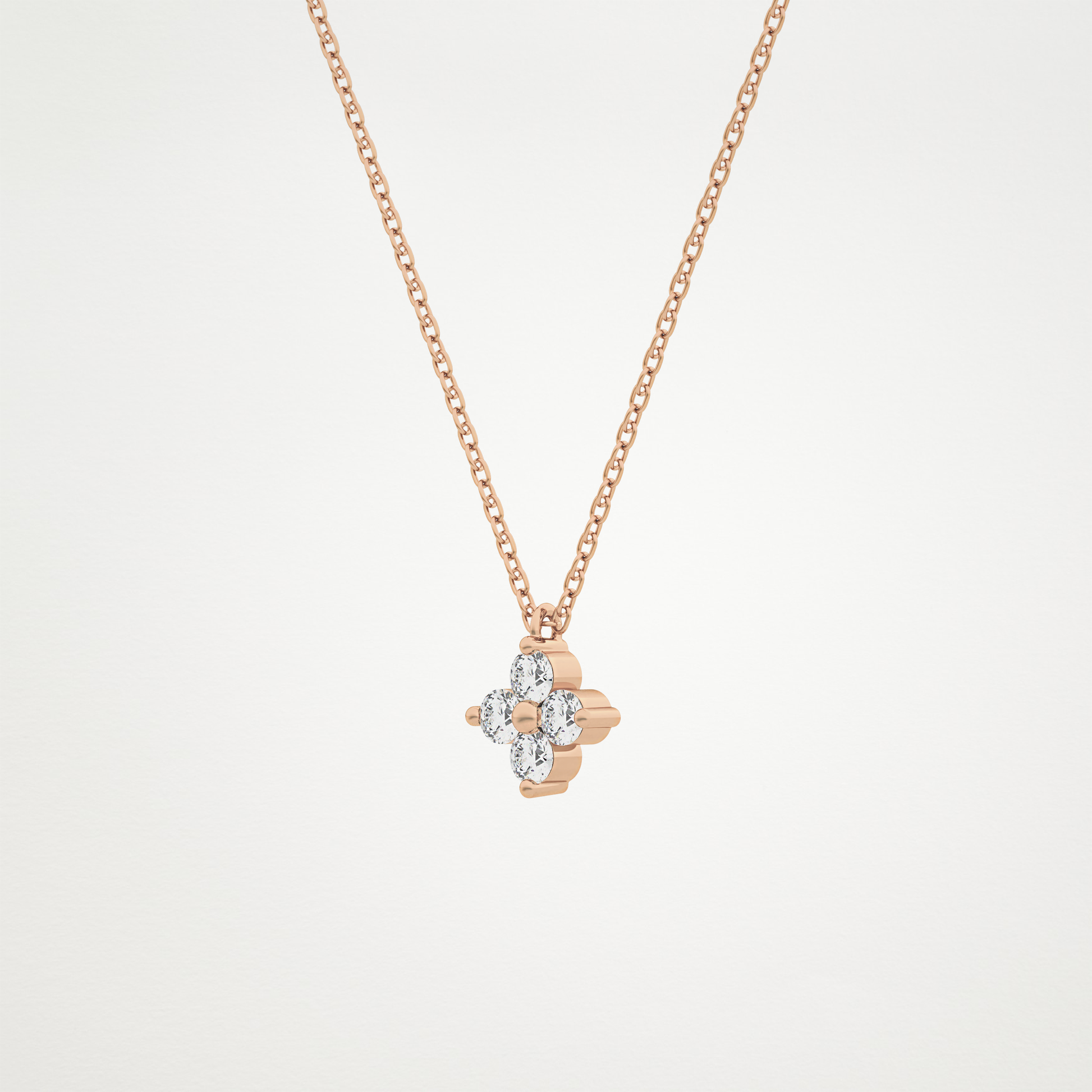 0.16 TCW Round Lab Grown Diamond Flower Design Necklace