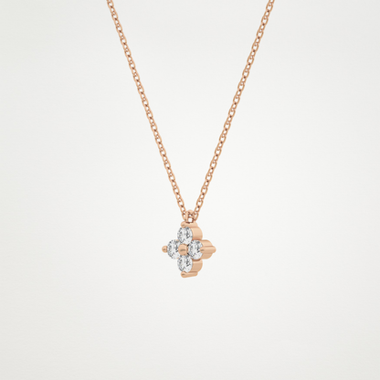 0.16 TCW Round Lab Grown Diamond Flower Design Necklace
