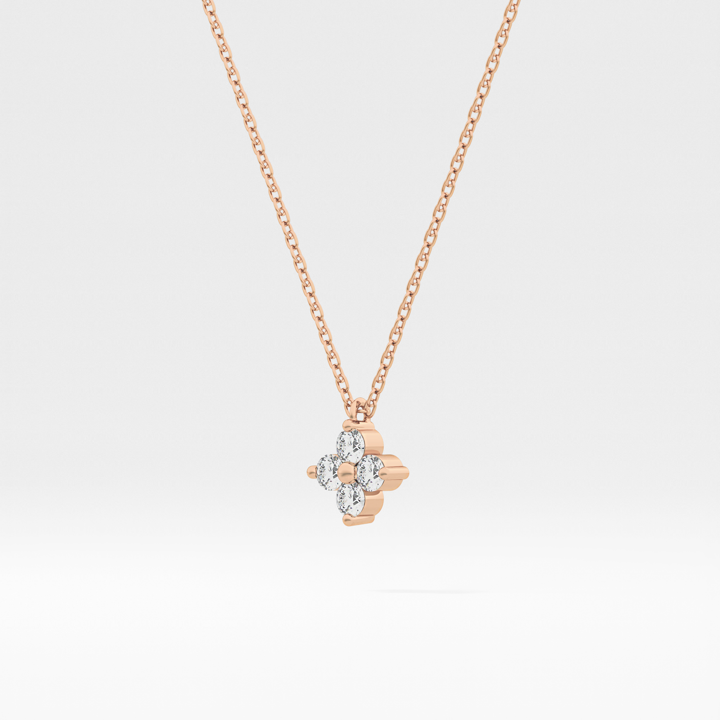 0.16 TCW Round Lab Grown Diamond Flower Design Necklace