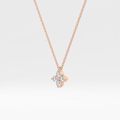 0.16 TCW Round Lab Grown Diamond Flower Design Necklace