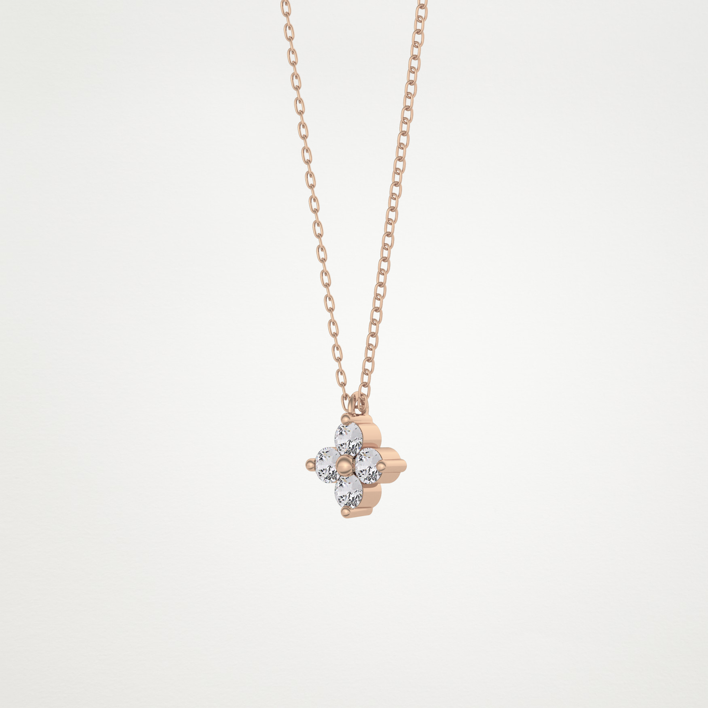 0.16 TCW Round Lab Grown Diamond Flower Design Necklace