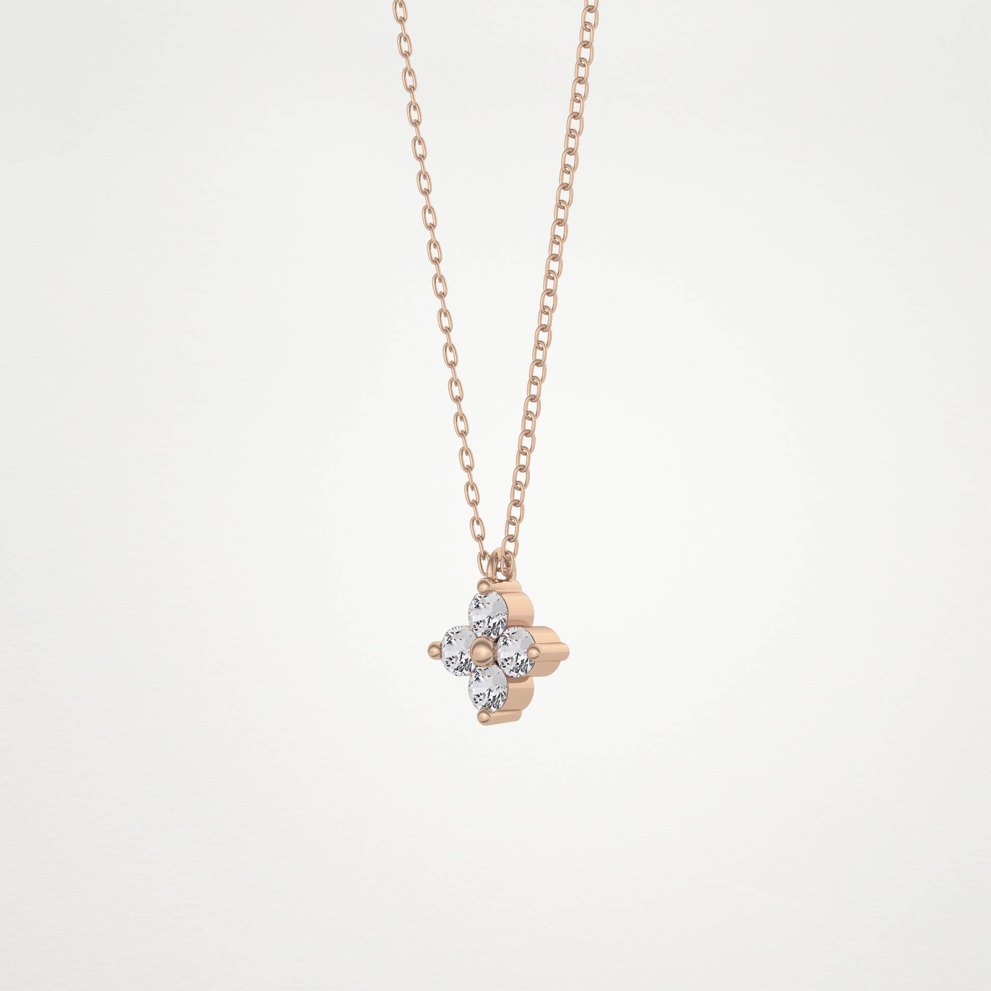 0.16 TCW Round Lab Grown Diamond Flower Design Necklace