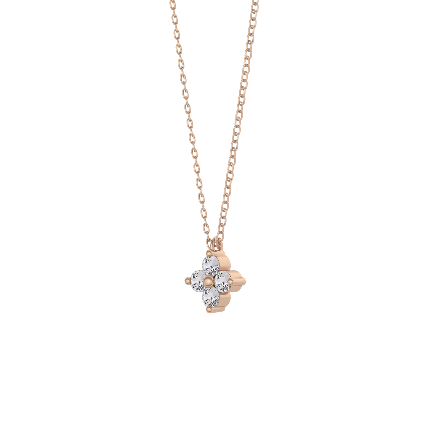 0.16 TCW Round Lab Grown Diamond Flower Design Necklace