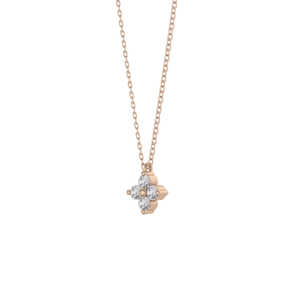 0.16 TCW Round Lab Grown Diamond Flower Design Necklace