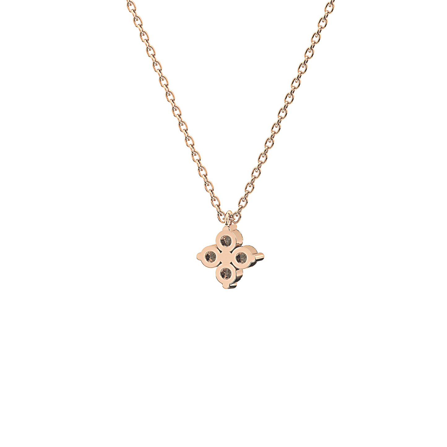 0.16 TCW Round Lab Grown Diamond Flower Design Necklace