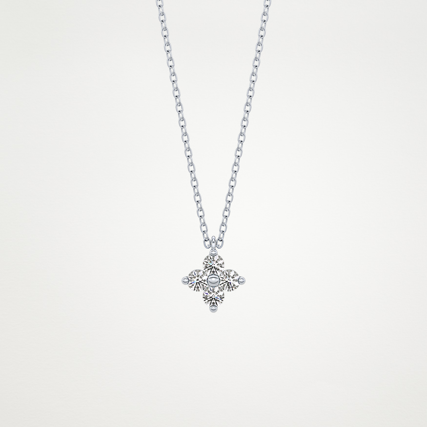 0.16 TCW Round Lab Grown Diamond Flower Design Necklace