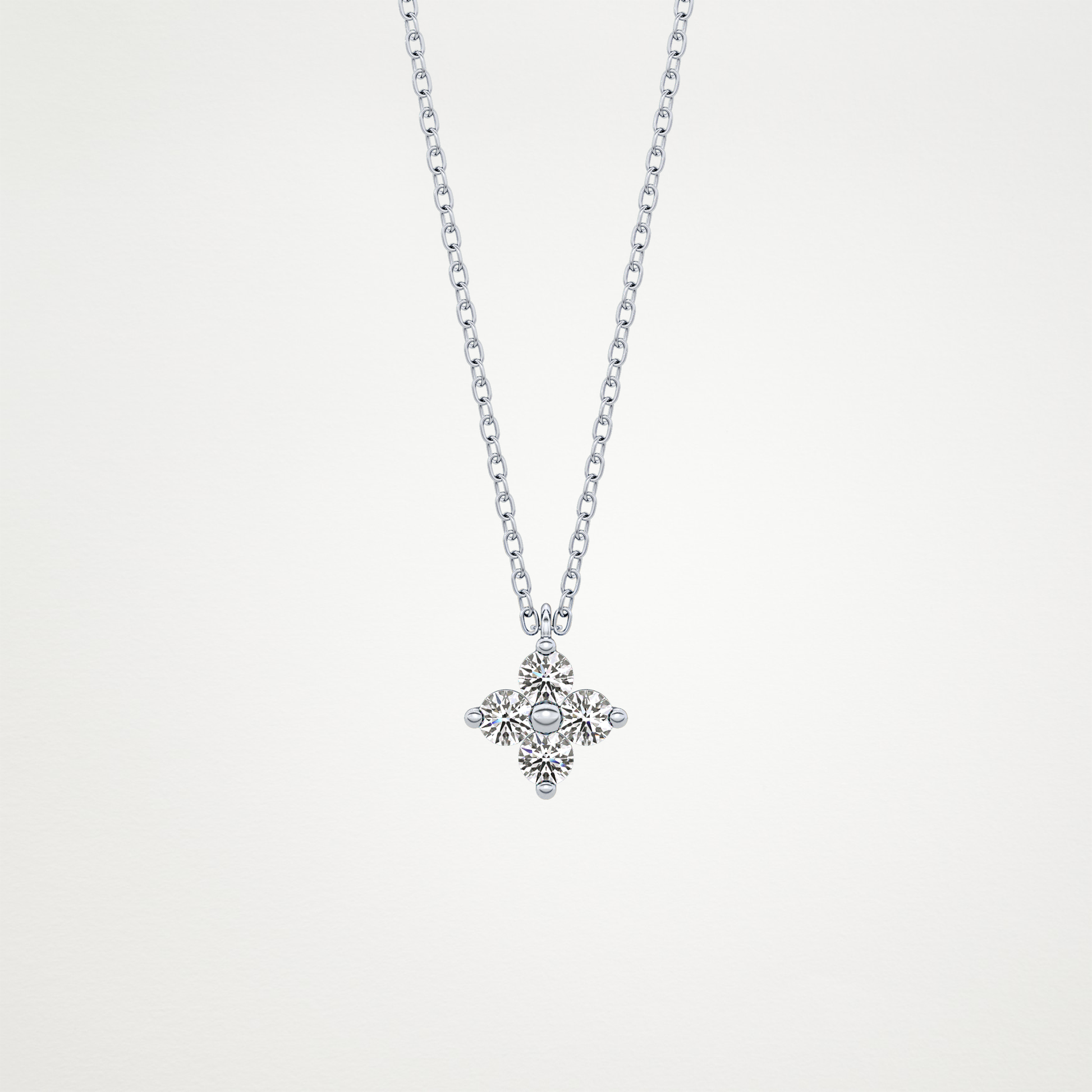 0.16 TCW Round Lab Grown Diamond Flower Design Necklace