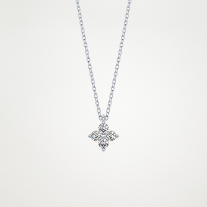 0.16 TCW Round Lab Grown Diamond Flower Design Necklace