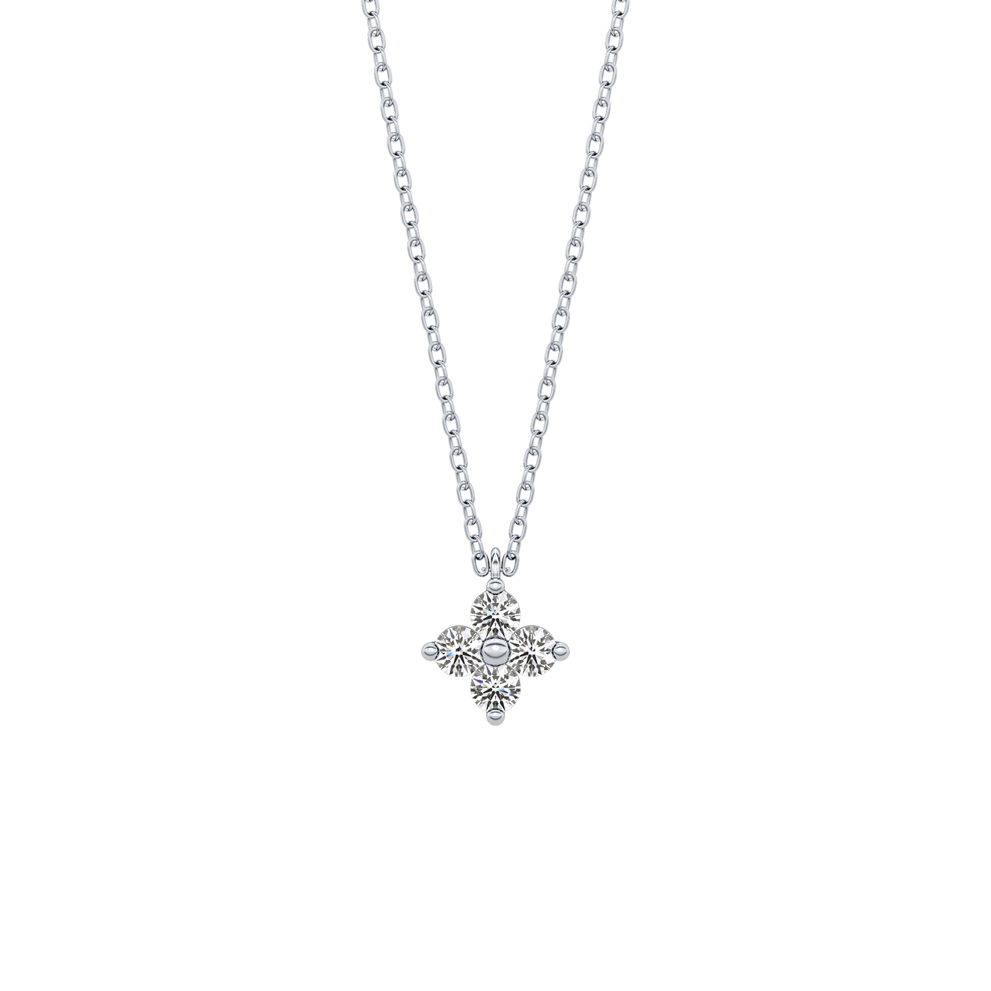 0.16 TCW Round Lab Grown Diamond Flower Design Necklace